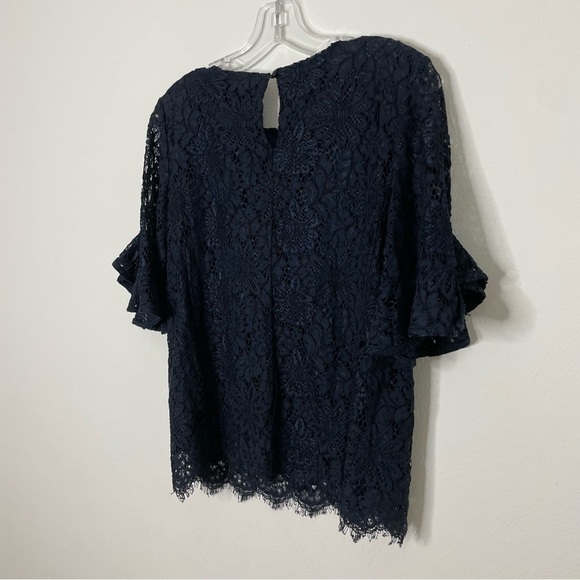 NANETTE LEPORE Lace Top Ruffle Sleeve Blouse Top Shirt Blue Women's Size Small - Picture 5 of 12